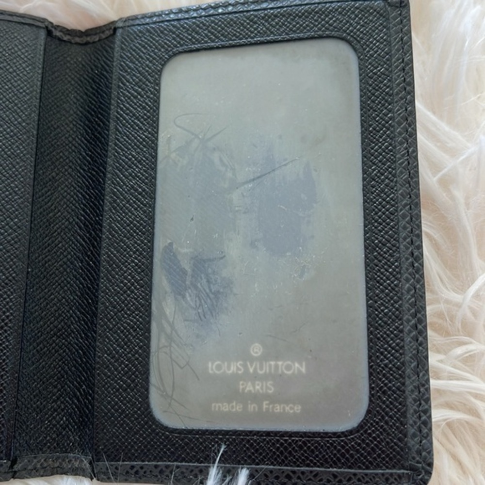 Louis Vuitton Porte 2 Cartes Vertical‎ Black Taiga Leather Card Case Holder - Picture 9 of 15